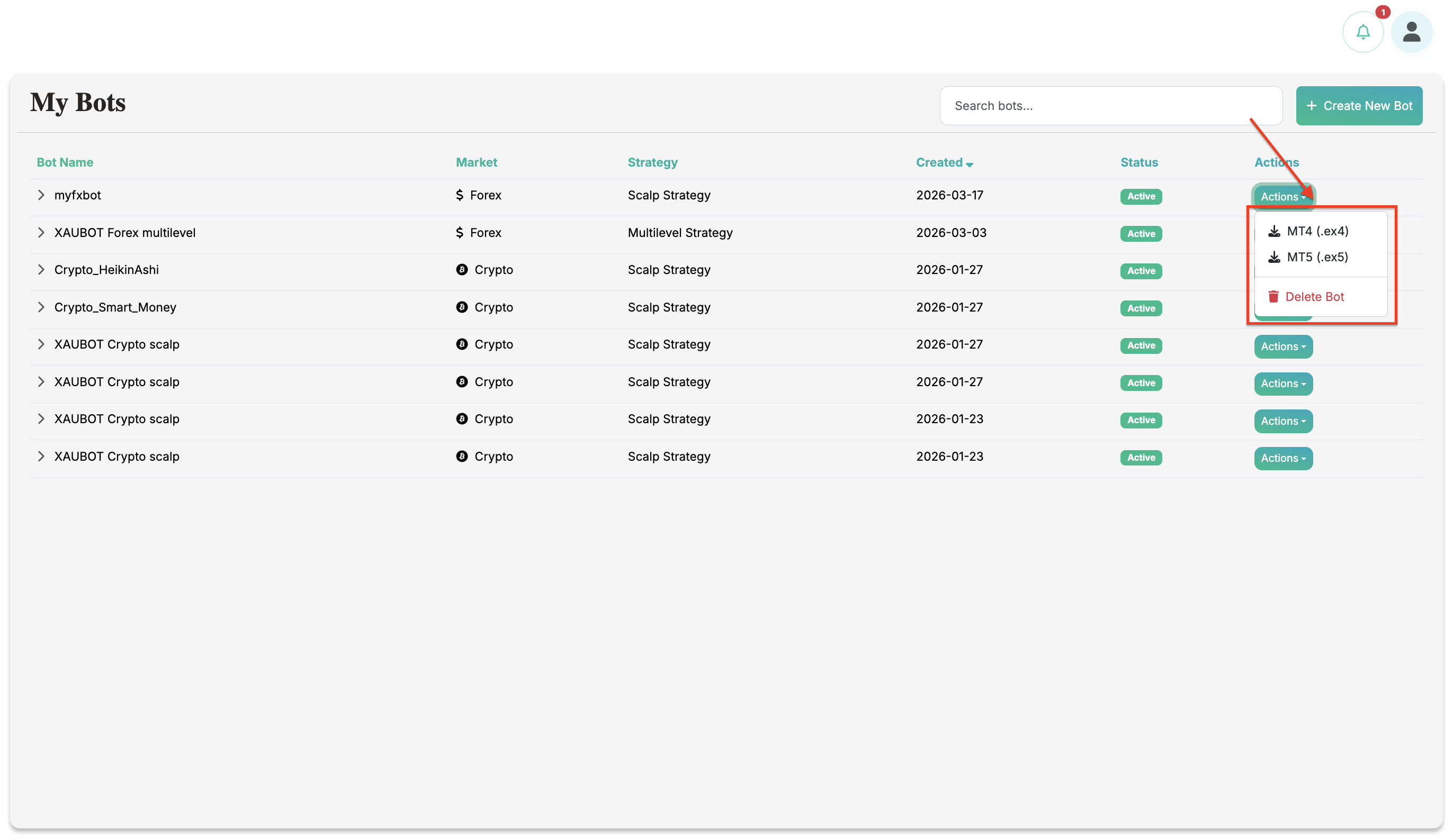 Manage bots